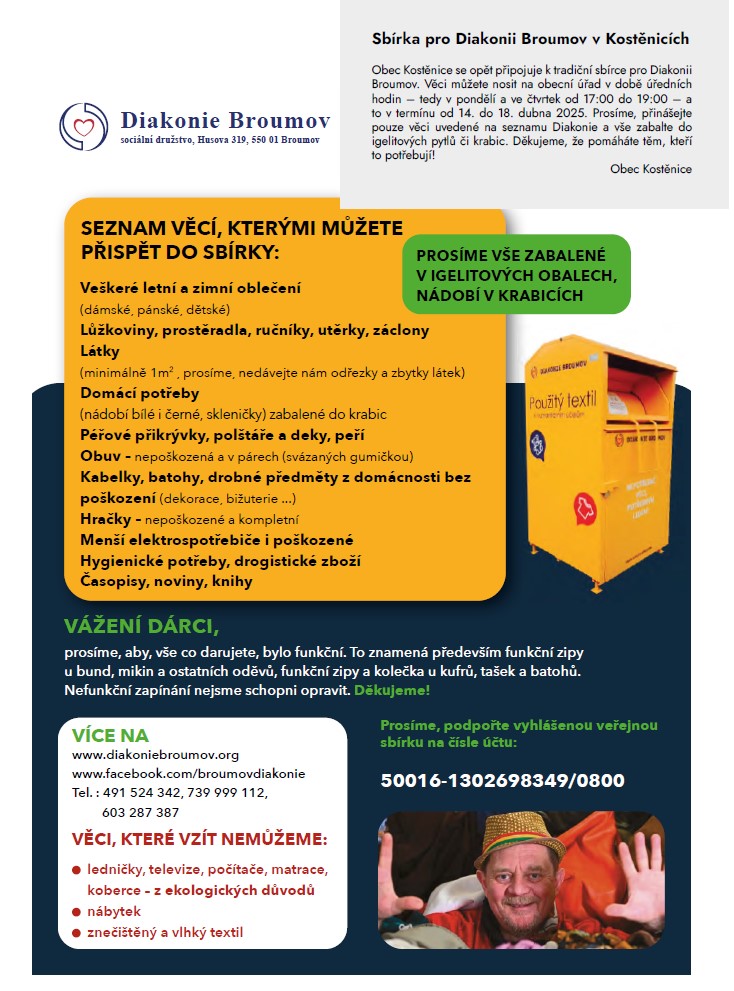 Sbírka pro<br>Diakonii Broumov