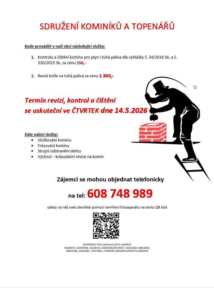 Čištění a revize<br>komínů a kotlů