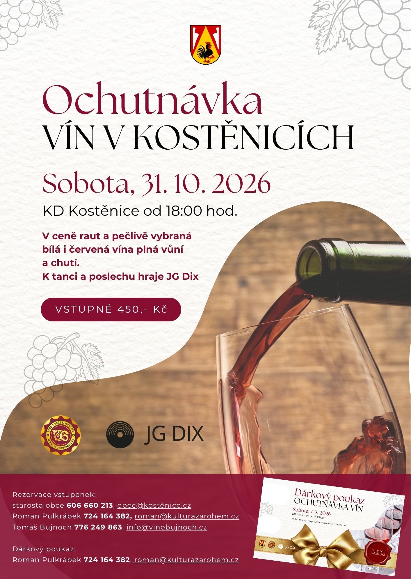 Ochutnávka vín<br>v Kostěnicích Ochutnávka vín<br>v Kostěnicích