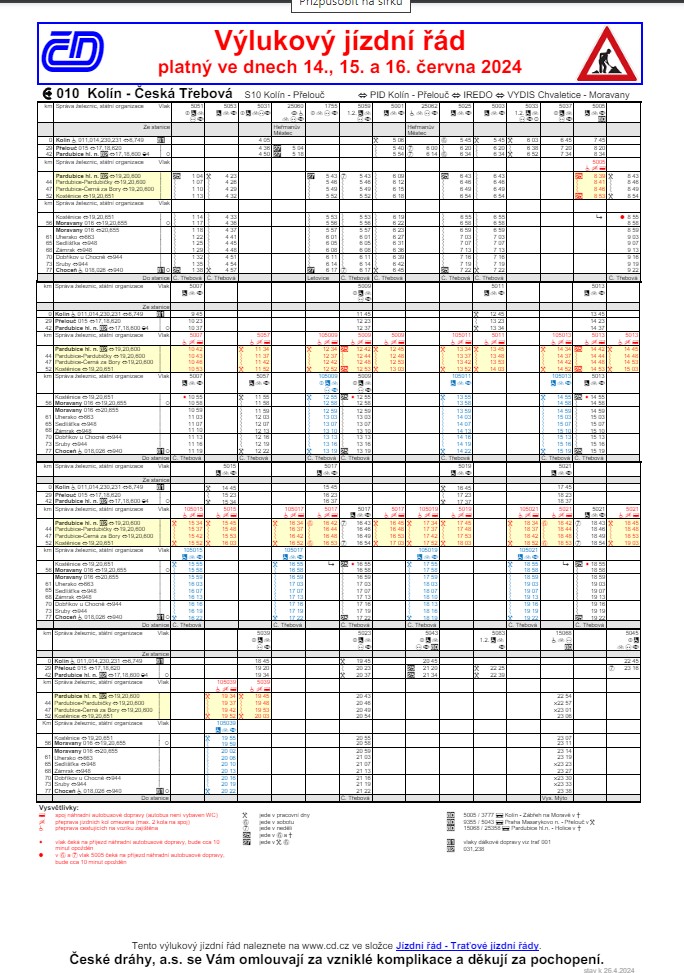 Výluka na železnici 14.-16.6.2024
