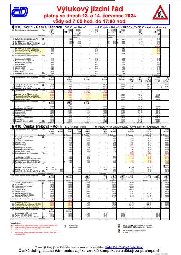Výluka na železnici<br>13.-14.7.2024